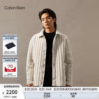 Calvin Klein Jeans【防泼水】24秋季男士ck绗缝纽扣翻领棉服外套J326906 PD7-卡其米 S