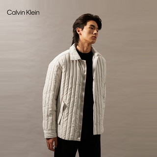 Calvin Klein Jeans【防泼水】24秋季男士ck绗缝纽扣翻领棉服外套J326906 PD7-卡其米 S