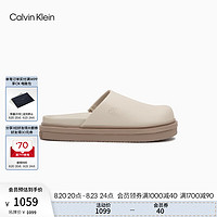 Calvin Klein Jeans24秋季女字母压印厚底包头牛皮革半拖鞋凉鞋YW01686 0HG-卡其米 36