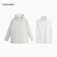 Calvin Klein Jeans24秋季女士ck二合一户外鸭绒连帽派克羽绒服J224596 YBI-牛乳白 L