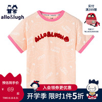 allo&lugh阿路和如2024夏季儿童童装女童短袖T恤纯棉字母卡通上衣 粉色 130cm