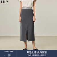 丽丽 LILY2024秋女装格雷系高智感H型开叉工装口袋高级感半身裙女 501灰色 XL