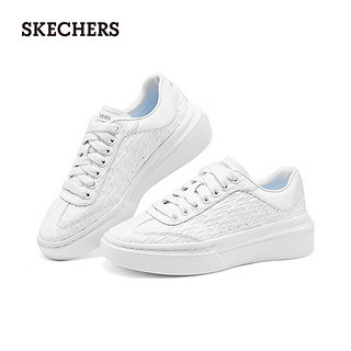 斯凯奇（Skechers）2024夏季女士板鞋绑带透气高回弹舒适185066 白色/WHT 39