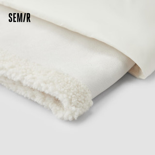 森马（Semir）羽绒服女设计感拼接假两件宽松时尚2024冬季连帽外套潮酷 本白(白鸭绒)10101 160/84A/M