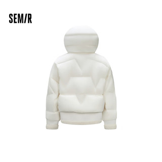 森马（Semir）羽绒服女设计感拼接假两件宽松时尚2024冬季连帽外套潮酷 本白(白鸭绒)10101 160/84A/M