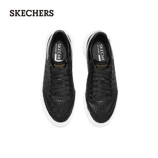 斯凯奇（Skechers）2024夏季女士板鞋绑带透气高回弹舒适185066 黑色/白色/BKW 36