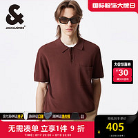 杰克·琼斯（JACK&JONES）秋季男士常规针织翻领百搭舒适贴布插袋POLO衫男224306005 巧克力软糖E14 常规 巧克力软糖E14 180/100A/L