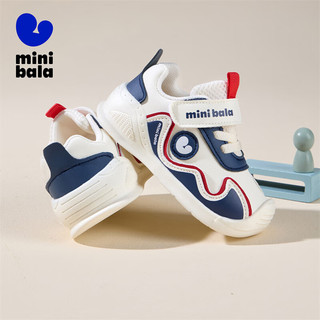 迷你巴拉 MINI BALA 童鞋儿童学步鞋秋季宝宝耐磨舒适透气男孩女孩休闲跑步鞋 米/
