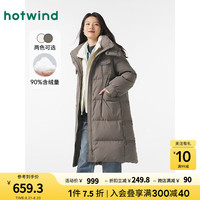 热风 hotwind2024年冬季新款女士连帽长款羽绒服 0