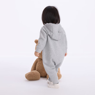 Gap婴儿2024初秋彩logo小熊耳朵连帽连体衣儿童装爬服644733 浅灰色 73cm(6-9月) 亚洲尺码