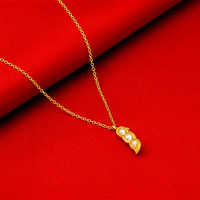 越王古法黄金 福豆足金吊坠女士黄金项链送女友送妈妈礼物 005580