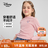 迪士尼（Disney）童装女童针织花边打底衫儿童时尚洋气长袖T恤2024年春秋 蜜桃粉   130