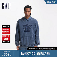 Gap男女装2024秋季纯棉logo水洗连帽衫复古卫衣上衣637664 海军蓝 175/96A(L) 亚洲尺码