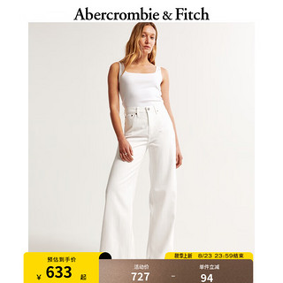 ABERCROMBIE & FITCH女装 24秋季时尚复古休闲高腰阔腿牛仔裤KI155-4159 白色 30S (155/76A)短版