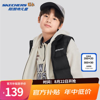 Skechers斯凯奇儿童轻薄三防羽绒背心秋冬季男女童外套羽绒马甲L424K080 碳黑/0018 160cm
