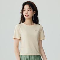 基础百搭短袖T恤女2024夏季纯色字母绣花休闲圆领短上衣