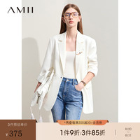 AMII2024夏新款通勤翻驳领配扣针微宽肩垫肩西装女中长宽松12441169