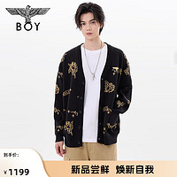 BOY LONDON秋24款针织衫丘比特金丝提花满印开衫外套N64800 黑色 XS