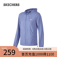 斯凯奇（Skechers）夏季女梭织连帽舒爽透气防晒外套P224W037 深薰衣草紫 L