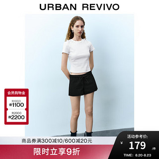 UR2024秋季女装时尚设计感百搭蝴蝶结绑带短裤UYU640003 正黑 S