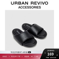 URBAN REVIVO2024秋季男面包充棉舒适一字拖鞋UAMS40030 黑色 43