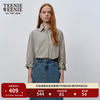 Teenie Weenie小熊秋季新款两穿式设计感衬衫长袖衬衣高智感上衣女