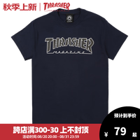 THRASHER OUTLINED 经典logo印花浅紫短袖T恤男女休闲TEE 海军蓝 M