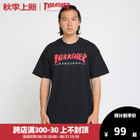 THRASHER GODZILLA哥斯拉LOGO印花短袖T恤男女款潮流宽松T 黑色 L