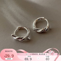 KOSE日韩个性耳环女小众设计睡觉免摘麻花耳扣简约清新ins耳钉耳饰品 银色打结设计耳扣