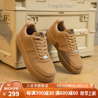 KAPPA卡帕男鞋板鞋2024秋季潮鞋百搭休闲鞋厚底增高小白鞋 雄鹿棕 35