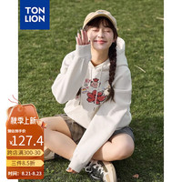 唐狮 TONLION2024早秋连帽卫衣女休闲针织帽衫趣味涂鸦长袖卫衣外套TB 本白 L
