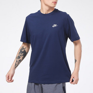 耐克（NIKE）短袖男2024夏季刺绣小LOGO圆领运动休闲T恤AR4999 AR4999-410 165/84A/S