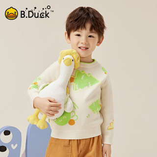 B.Duck小黄鸭童装儿童毛衣针织衫春秋男童上衣宝宝套头衫 乳白 120cm