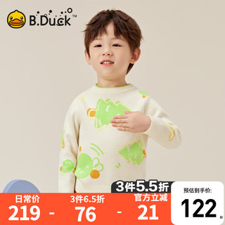 B.Duck小黄鸭童装儿童毛衣针织衫春秋男童上衣宝宝套头衫 乳白 120cm