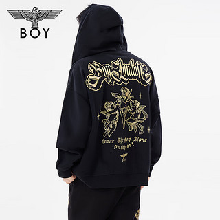 BOY LONDON秋24长袖哥特天使潮牌连帽开衫卫衣外套N06800 黑色 L