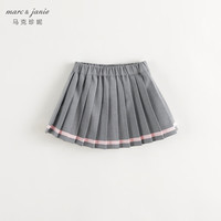 马克珍妮 marc & janie女童复古学院撞色百褶短裙半身裙儿童裙子秋装241502 浅麻灰 110cm