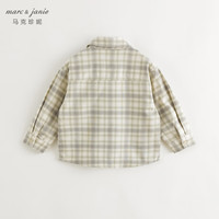 马克珍妮 marc & janie男童经典格纹纯棉衬衫儿童衬衣轻潮2024年秋装新款241512 米绿格