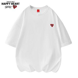 CHARLES JANG'S HAPPY HEART 查尔斯桃心 100%纯棉小爱心logo刺绣 男女休闲打底衫清仓