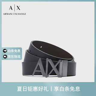 EMPORIO ARMANI ARMANI EXCHANGE24早春AX男士金属徽标带头双面用腰带 54120黑色 38