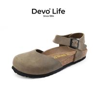 的的的沃 Devo Life 的的沃 Devo Life Life (清仓)包头外穿复古鞋玛丽珍小皮鞋女凉鞋真皮(瑕疵)