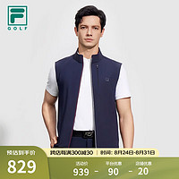 FILA 斐乐 男士针织马甲2024夏季高尔夫运动基础防晒外套 潮汐蓝-DB 175/96A/L