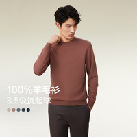 红豆羊毛衫男秋季打底针织纯色100%羊毛中年休闲百搭毛衣男 Z3-沉香褐 180/100B 【50】【体重145-160】