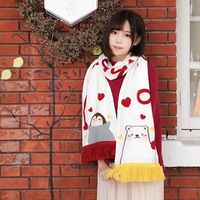 歪瓜出品 白熊企鹅恋爱毛绒围巾冬保暖手枕礼物情侣围巾反季优惠