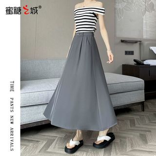 蜜糖之城冰丝白色半身裙女2024夏季高腰垂坠感气质a字西装裙