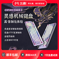 北通键盘客制化灵感旋钮屏键盘机械键盘有线/无线/蓝牙键盘游戏办公三模GASKET结构TTC秘境轴体热插拔 风信紫-TTC秘境轴-97键