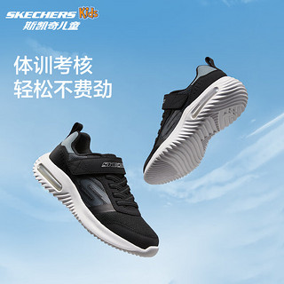 Skechers斯凯奇儿童运动鞋春秋女童魔术贴休闲鞋中大童轻质跑步鞋303601L 403723L黑色/炭灰色/BKCC 33码