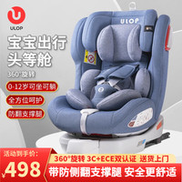 优乐博(ULOP)座椅0-12岁婴儿宝宝360度旋转椅带支撑腿硬接口车载座椅 儿童座椅【升级支撑】宇航蓝
