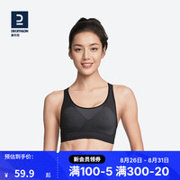 迪卡侬(DECATHLON)运动内衣女跑步防震内衣裹胸美背文胸背心女RUNW 升级款黑色(有胸垫) XL