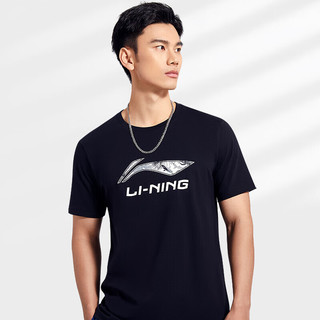 李宁（LI-NING）t恤男士短袖运动服半袖上衣体恤夏季女宽松冰丝休闲 标准白-文化衫 M