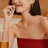 周大福精致复古玫瑰花足金黄金耳环女计价EOF1091 8.9g